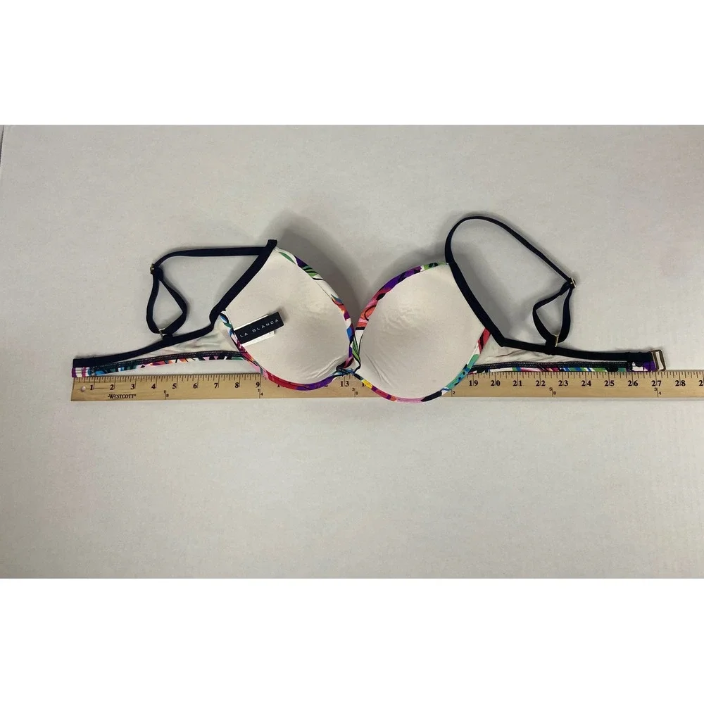 La Blanca Floral Underwire Bikini‎ Top Multi Color Abstract Womens 12